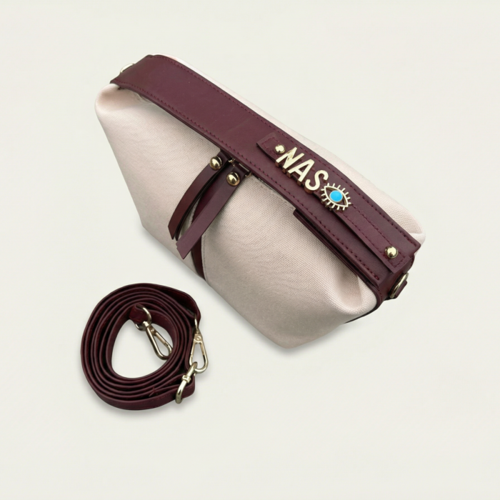 Krem/Bordo Charm Çanta