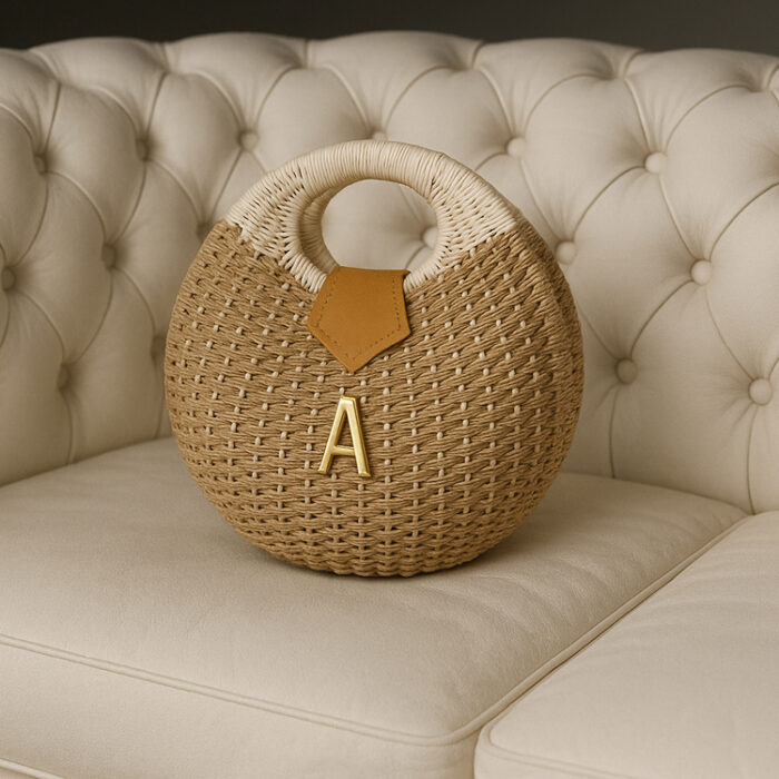 Bobble Hasır Çanta Camel